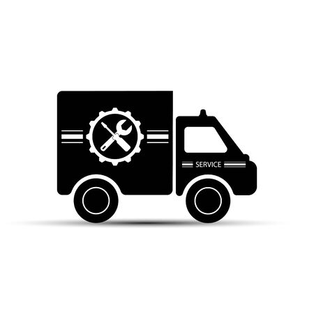 Car service icon of the gears of the key and screwdriverのイラスト素材