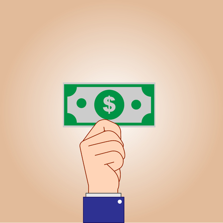 Banknote in hand, simple flat color imageのイラスト素材