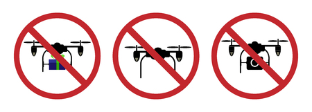 sign prohibits the use of a quadrocopter. A red circle with a crossed-out image of a quadrocopterのイラスト素材