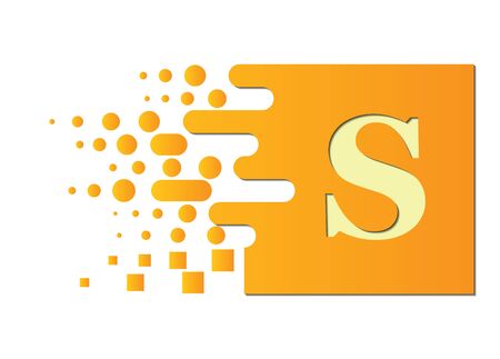 letter S on a colored square with destroyed blocks on a white background.のイラスト素材