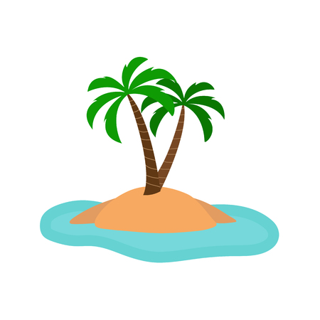 Island in the sea and two palm trees, simple designのイラスト素材