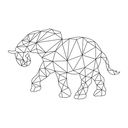 Frame silhouette of an Elephant to color in the polygon style for children and adultsのイラスト素材