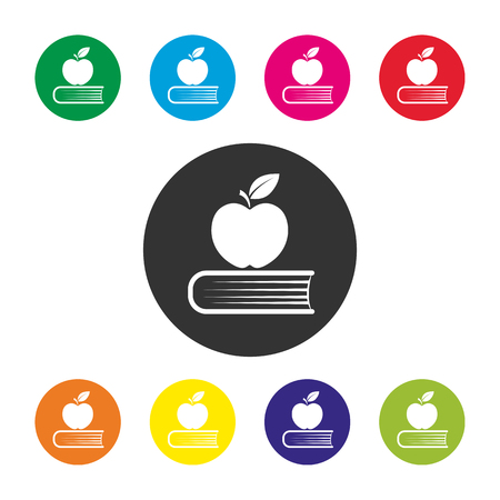 Set of colored round education icons, flat designのイラスト素材