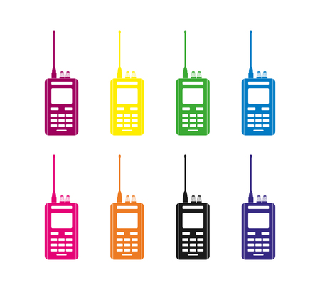 Set of colored radio station icons, flat designのイラスト素材