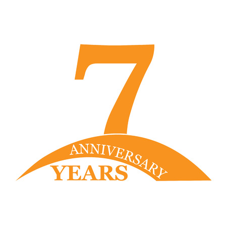 7 years anniversary, flat simple design, logoのイラスト素材