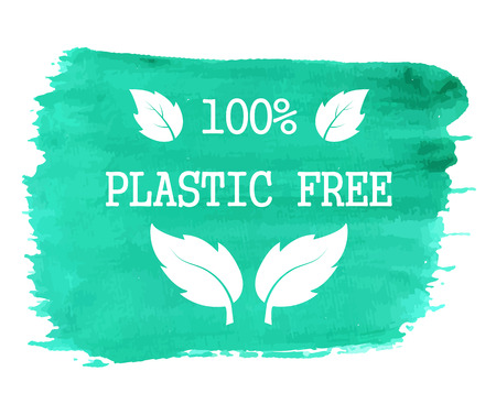 Banner with the inscription free plastic. Environmental protection. Illustration for design and decorationのイラスト素材