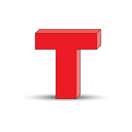 Three-dimensional image of the letter T. the Simulated 3D volume, simple designのイラスト素材