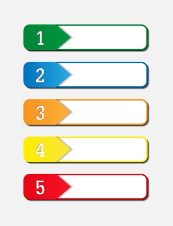 Set of colored bookmarks with ordinal numbers and space for text for design and decorationのイラスト素材