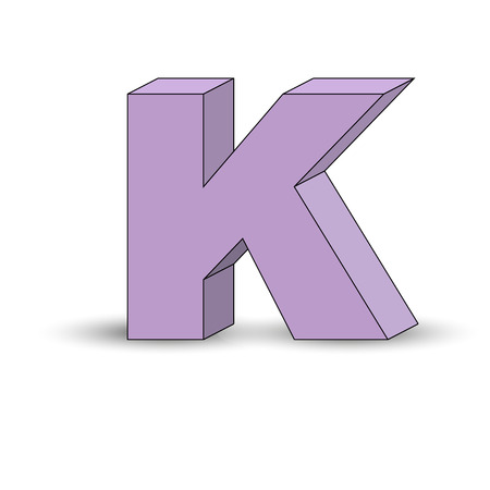 Three-dimensional image of the letter K. the Simulated 3D volume, simple designのイラスト素材