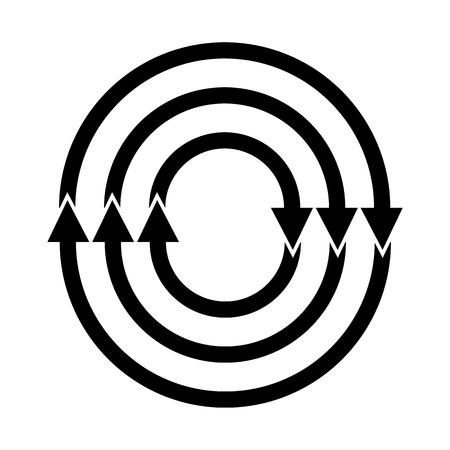 Six parallel semi-circular arrows, flat simple designのイラスト素材