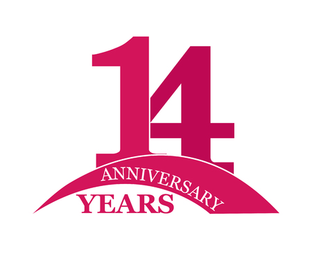 14 years anniversary, flat simple design, logoのイラスト素材