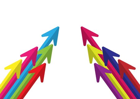Colored arrows of different length, simple flat design.のイラスト素材