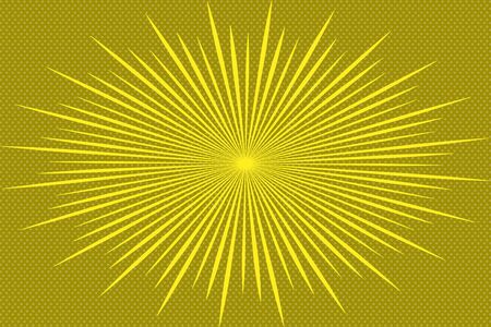 Pop art background with radial beams.  Background with halftones for comics. Textured background with radial halftone lines for posters, comics and cartoonsのイラスト素材