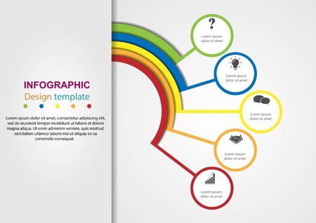 Infographic template for use in illustrating a workflow, diagram, business process parameters, strategies and planning.のイラスト素材