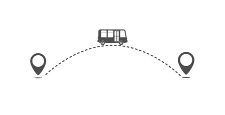 icon path of the bus from one point to another. The route of the bus. Flat simple design.のイラスト素材