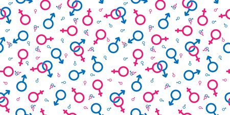 Seamless pattern with male and female icons for textiles, packaging, paper printing, simple backgrounds and texture.のイラスト素材
