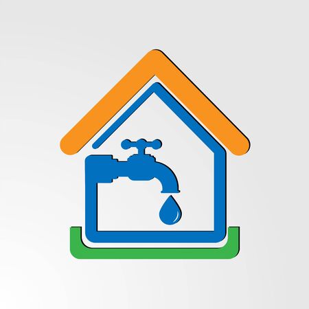 theme of saving resources, plumbing and water supply. Logo for the company, websites and applications. Flat design.のイラスト素材