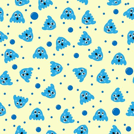 Seamless fun background with cartoon sea octopus. Solution for textiles, packaging, paper printing, simple backgrounds and texture.のイラスト素材