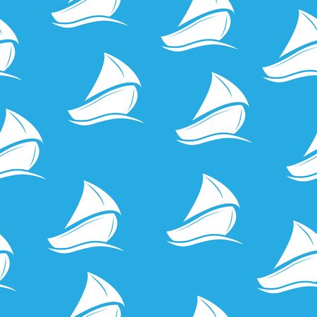 Seamless marine background with yacht under sail. Solution for textiles, packaging, paper printing, simple backgrounds and texture.のイラスト素材