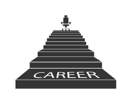 Career ladder. The stairs lead up to the Executive chair. Flat design.のイラスト素材