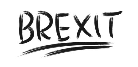 Political concept. The international question of the United Kingdom's exit from the European Union. The word BREXIT is written with a brush with black paint on a white background.のイラスト素材