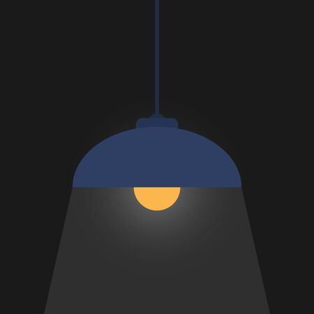Color vector drawing, lampshade with a light bulb illuminates a dark space. Simple flat designのイラスト素材