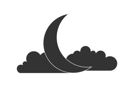 quarter moon in the sky, flat design. Simple flat designのイラスト素材