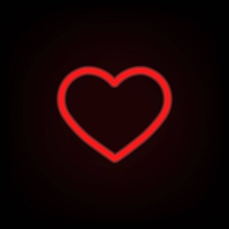 Red neon heart on black background. Illustration for design and decoration.のイラスト素材