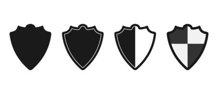 Heraldic vintage shield icon set. Flat style isolated on white background.