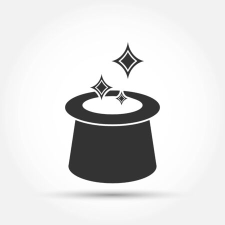 Icon of the magician's magic cylinder. Cylinder for for magic and miracles. Flat style.のイラスト素材