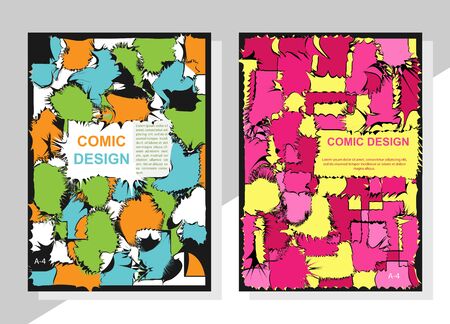 Set of covers with a flat pattern in the style of comics. Format A-4. Casual modern colors. Colorful background for flyers, posters, banners or billboards and booklets
のイラスト素材
