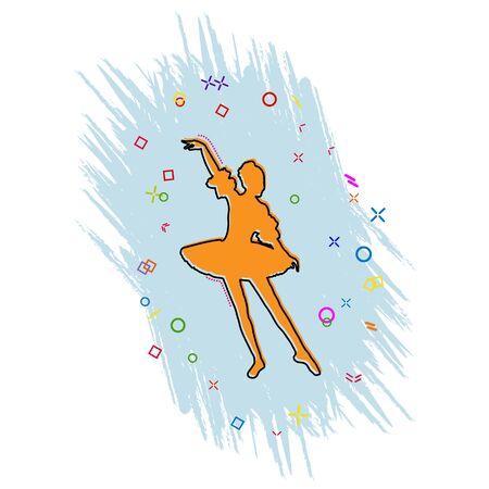 Ballerina icon. Comic book style icon with splash effect. flat style. Isolated on white background.のイラスト素材