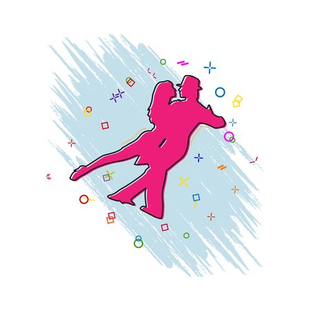 Pair dancing icon. Comic book style icon with splash effect. flat style. Isolated on white background.のイラスト素材