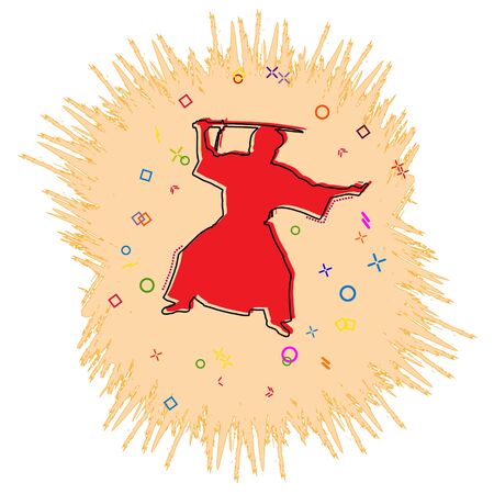 Samurai icon. Comic book style icon with splash effect. flat style. Isolated on white background.のイラスト素材