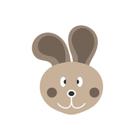 Editable color icon of the head of a rabbit, isolated on white background. flat styleのイラスト素材