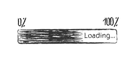 Pencil sketch of the loading icon from zero to one hundred percent. Isolated on white background. Flat sketch style.のイラスト素材
