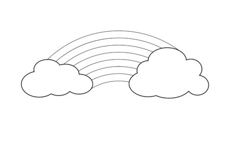 Empty outline of clouds and rainbows for coloring books. Isolated on a white background. Isolated on a white background. Flat styleのイラスト素材