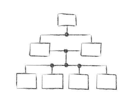 Pencil sketch of the network icon in the style of Doodle. multilevel network. Isolated on a white...