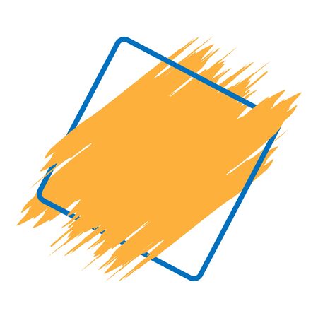Vector background in the form of paint strokes and the encircling outline of a square isolated on a white background. Template for text or pictures, for business, advertising, booklets, leaflets.のイラスト素材