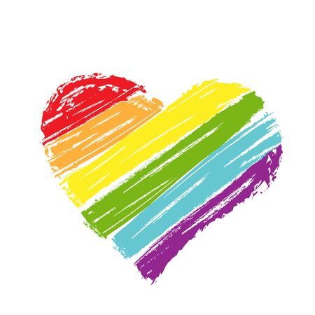 Vector multi-colored brush strokes in LGBT colors. Stock illustration isolated on white background.のイラスト素材