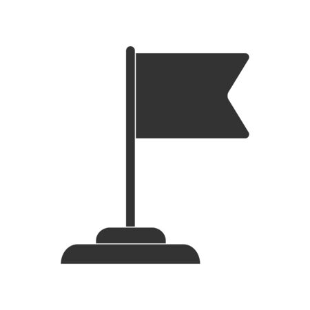 Vector flag icon on the stand. A flat silhouette is isolated on a white background for websites, apps, and theme design of achievement, victory, or success.のイラスト素材