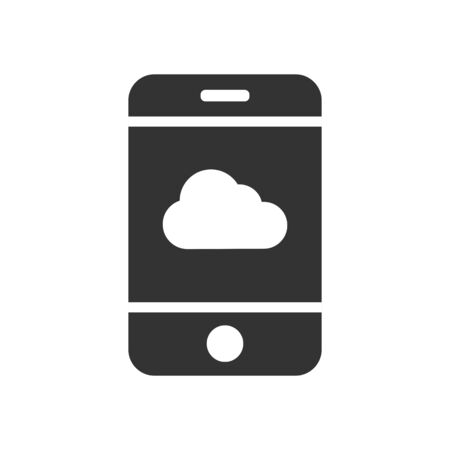 Vector mobile phone icon with a cloud icon. Simple flat design for apps and web sitesのイラスト素材