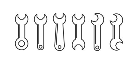 set of locksmith keys for an octagonal nut. Stock vector illustration. Empty outline, simple design for sticker, sticker, website or appのイラスト素材