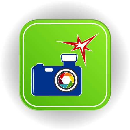 Vector icon, camera with flash. Stock illustration for websites, applicationsのイラスト素材
