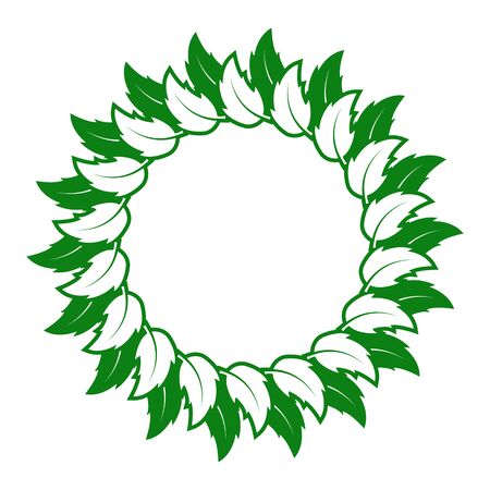 Round frame of leaves. Simple flat design for text images or drawingsのイラスト素材