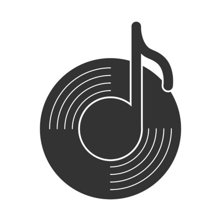 Vector music player icon for websites, apps. Note on the disk background.のイラスト素材