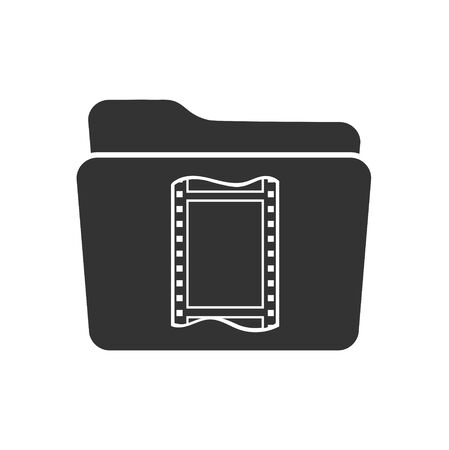 Vector icon for movie storage. Stock illustration for websites, apps. Note on a triangle backgroundのイラスト素材