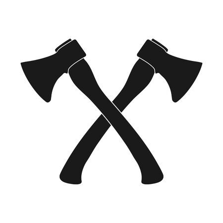 Icon of an axe. Two crossed axes. Simple flat design, stock illustration
のイラスト素材