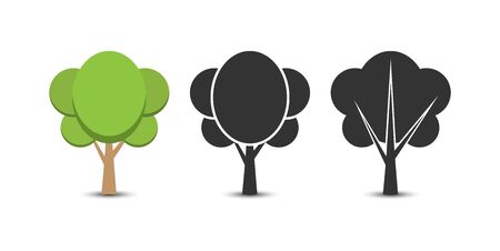 Set of vector options tree icons. Flat simple design for decoration of the theme of nature and a healthy lifestyle.のイラスト素材