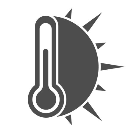 Icon of a thermometer with the sun.Warm weather. Simple flat vector stock illustration.のイラスト素材